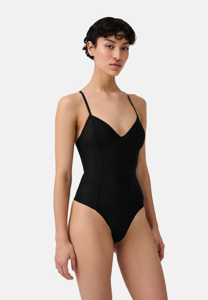 All Mesh String Body V-Neck