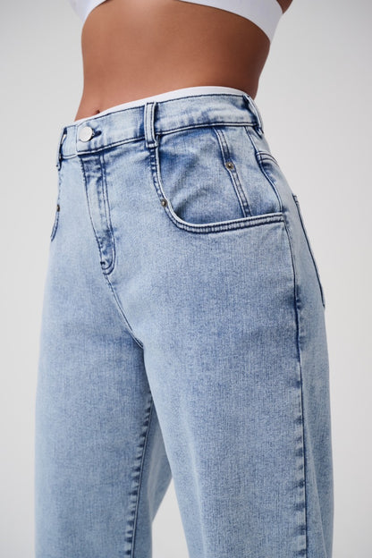 Relaxed Denim High Rise Pants